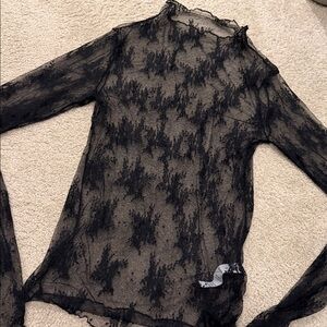 Amazon Black Sheer Lace Long-Sleeve Tee